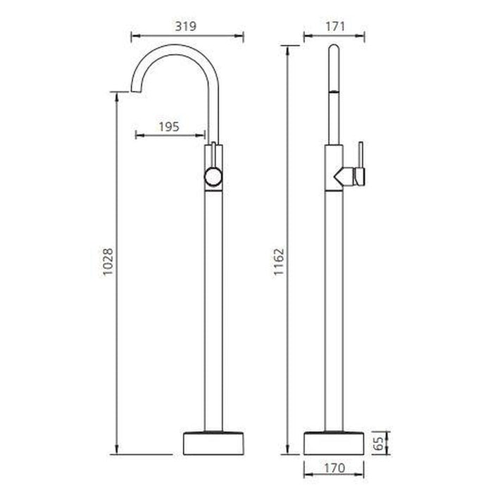 Oliveri Venice Matte Black Bath Filler-VE994526MB-blue-leaf-bathware