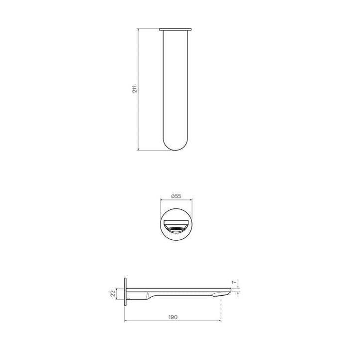 Parisi Elli II Wall Spout 190mm Brushed Brass-E2.02WF190.46-blue-leaf-bathware