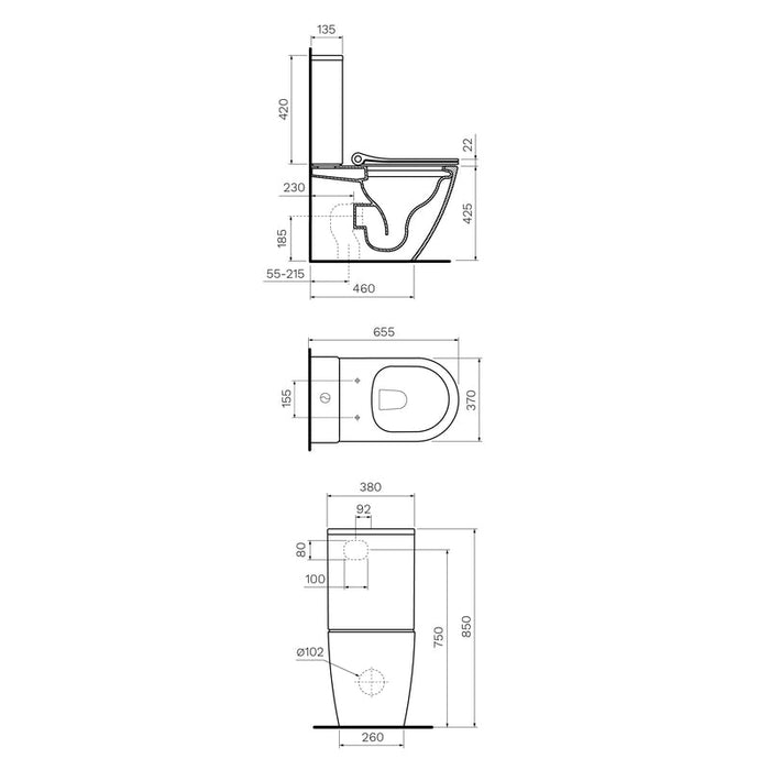 Parisi Ellisse II Rimless Wall Faced Toilet Suite with Pressalit Seat-PN60P-blue-leaf-bathware