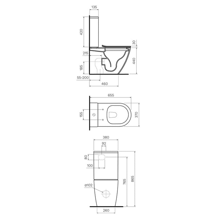 Parisi Ellisse MKII Ambulant Rimless Wall Faced Toilet Suite-PN820-blue-leaf-bathware