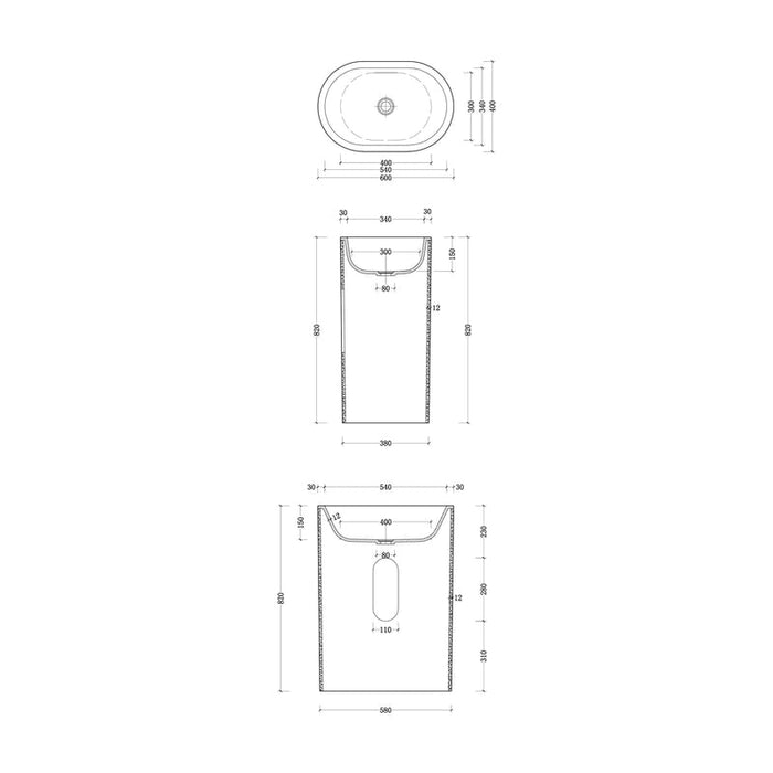 Parisi Ellisse Stonetec Column Basin-CS208-blue-leaf-bathware