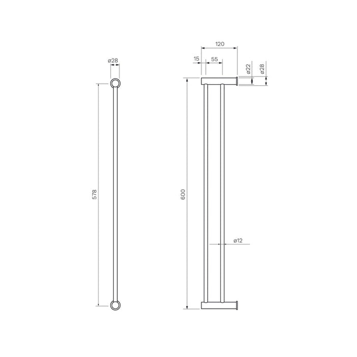 Parisi Envy 600mm Double Towel Rail Chrome-PP.TRD60-blue-leaf-bathware