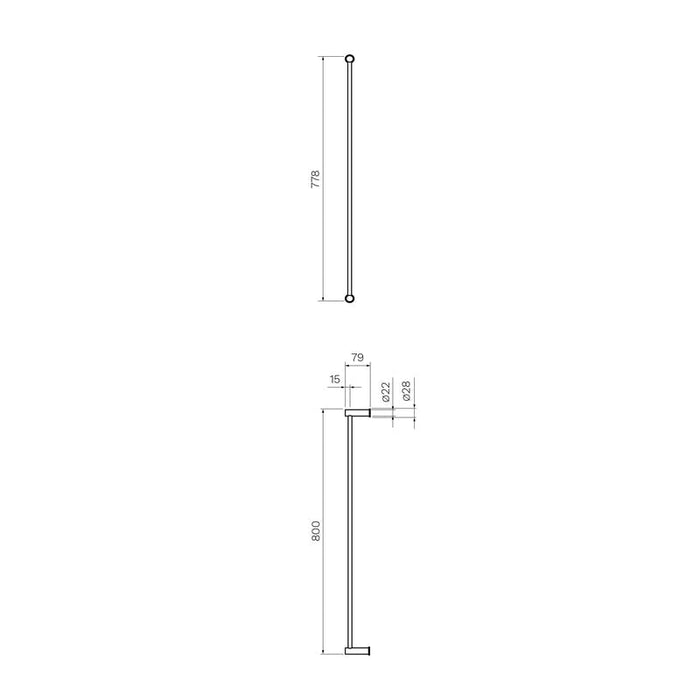 Parisi Envy 800mm Single Towel Rail Matt Black-PP.TR80.02-blue-leaf-bathware