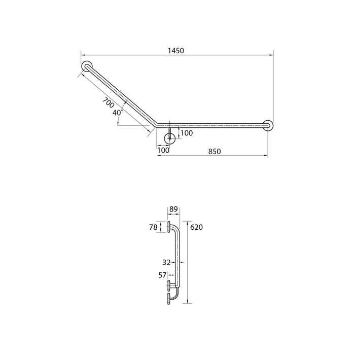 Parisi Envy Grab Rail 40 Degree Right Hand-PP.GB40R-blue-leaf-bathware