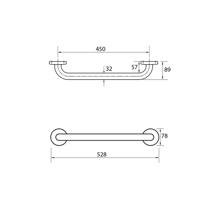 Parisi Envy Grab Rail Straight 450mm-PP.GB45-blue-leaf-bathware