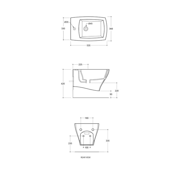 Parisi Jazz Wall Hung Bidet - White-ACJZ02-blue-leaf-bathware