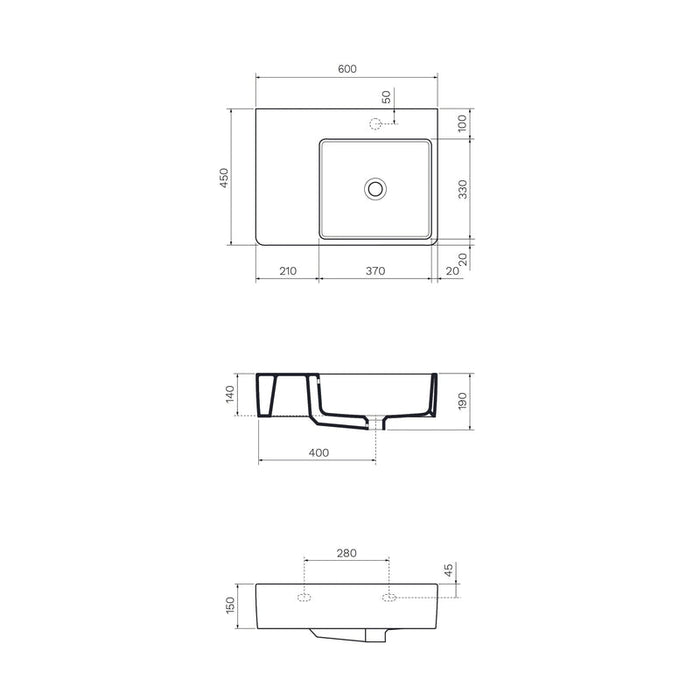 Parisi Quasar 60 Bench Basin-blue-leaf-bathware