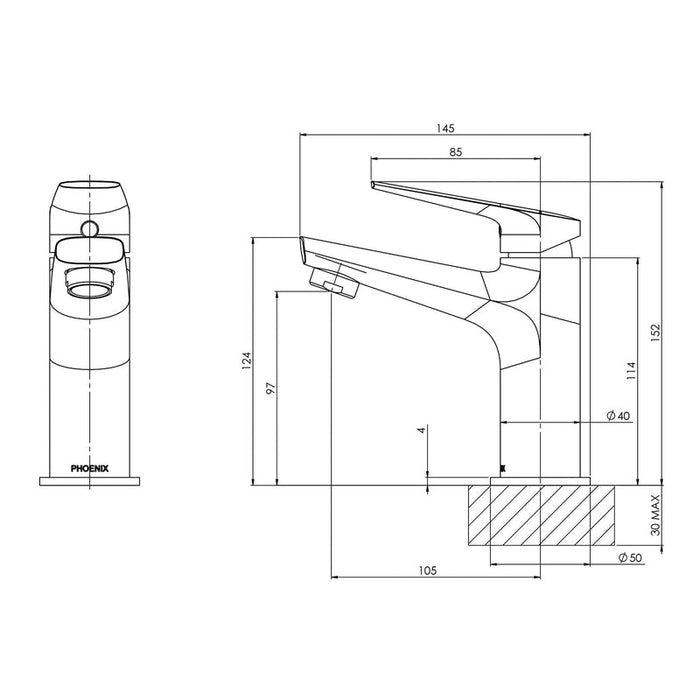Phoenix Arlo Basin Mixer - Chrome-151-7700-00-blue-leaf-bathware