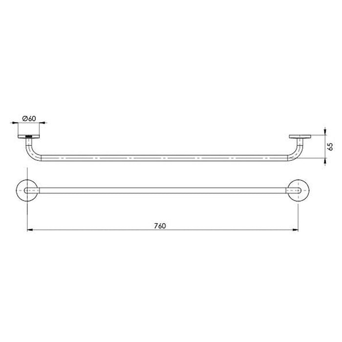 Phoenix Festival Single Towel Rail 760mm - Chrome-FE802 CHR-blue-leaf-bathware