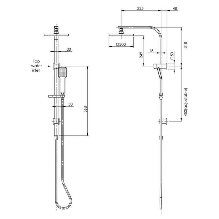 Phoenix Lexi Twin Shower - Matte Black-LE726 MB-blue-leaf-bathware