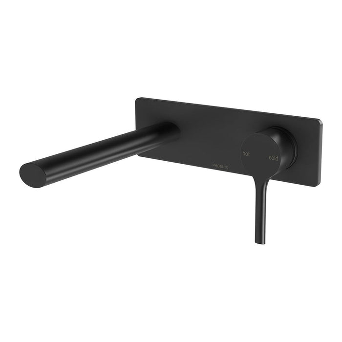 Phoenix Vivid Slimline Oval Wall Basin Mixer Set 175mm - Matte Black-VV785 MB-blue-leaf-bathware