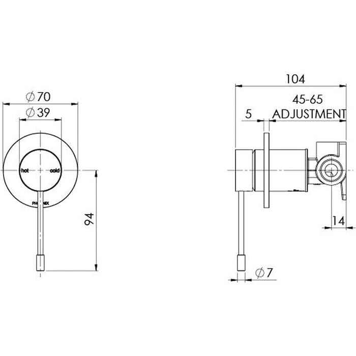 Phoenix Vivid Slimline SS 316 Shower / Wall Mixer - Stainless Steel-316-7800-51-blue-leaf-bathware