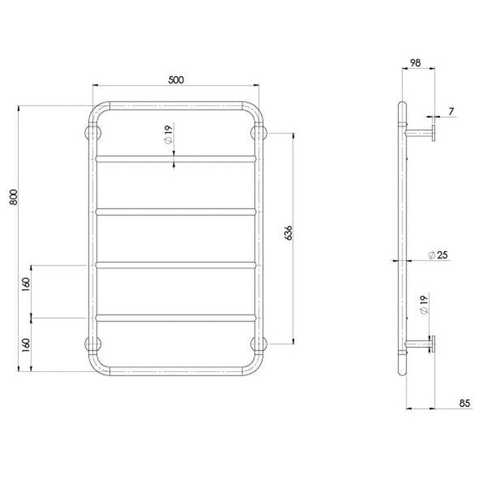 Phoenix Vivid Slimline Towel Ladder 800 X 500mm - Brushed Carbon-111-8700-31-blue-leaf-bathware