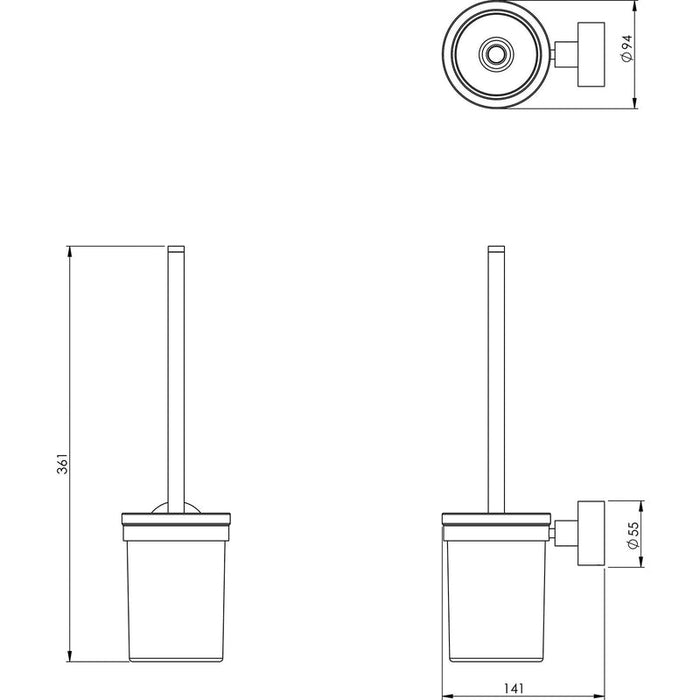 Phoenix Vivid Toilet Brush & Holder - Chrome-VA50800C-blue-leaf-bathware