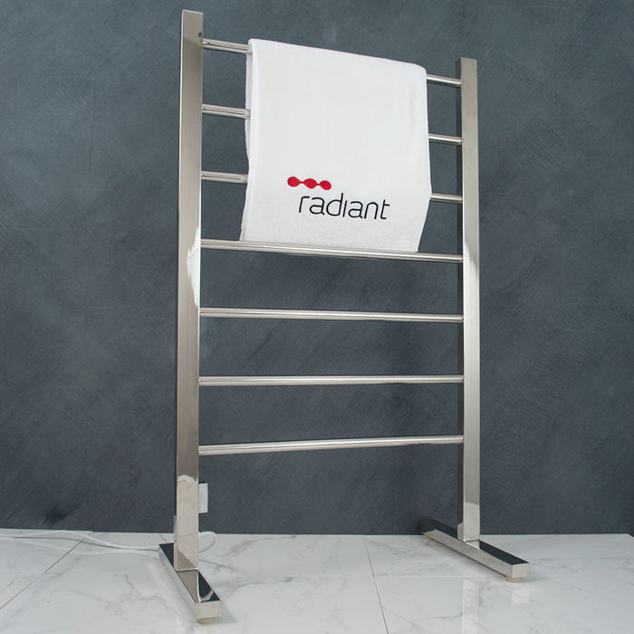 Radiant Heated Floor-Standing Towel Rail 600 x 1000mm - Mirror Polished-FSTR01-blue-leaf-bathware