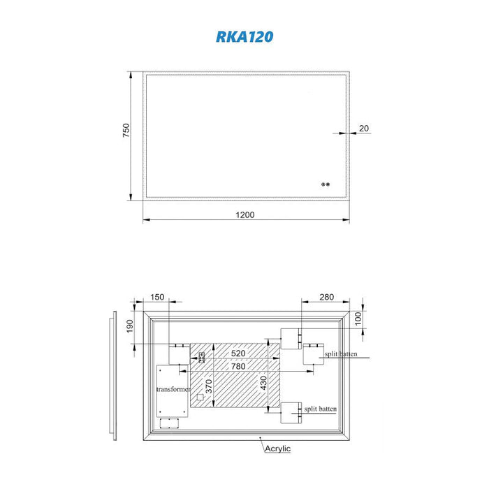 Remer Kara LED Mirror with Demister and Light Colour Switch-blue-leaf-bathware