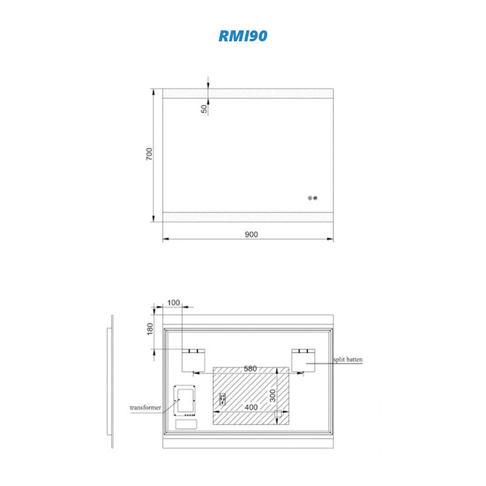Remer Miro LED Mirror with Demister-blue-leaf-bathware