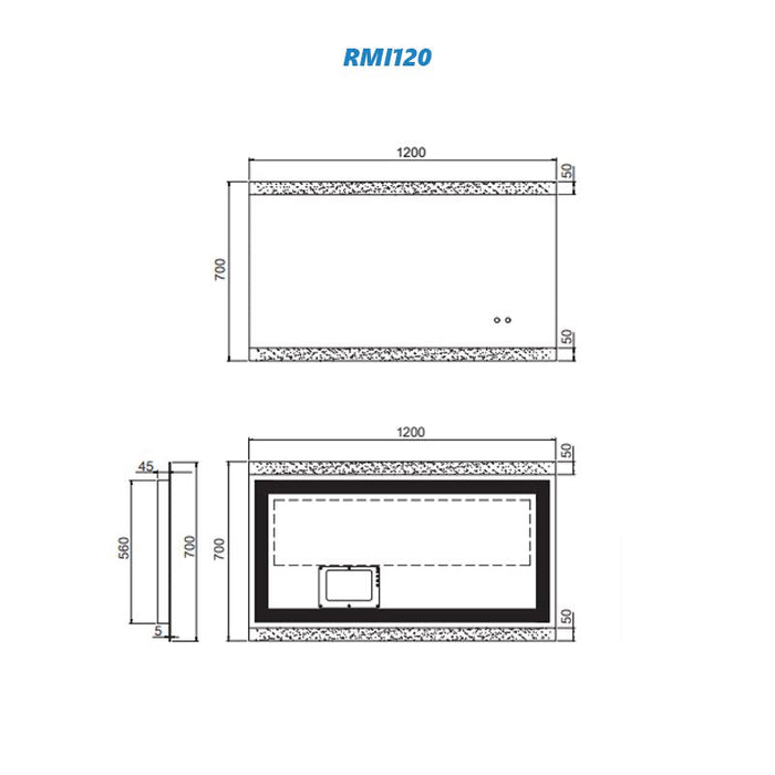 Remer Miro LED Mirror with Demister-blue-leaf-bathware