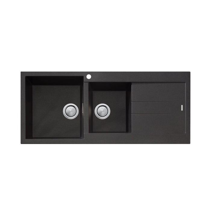 Oliveri Santorini 1 & 3/4 Bowl Topmount Sink With Drainer - Black