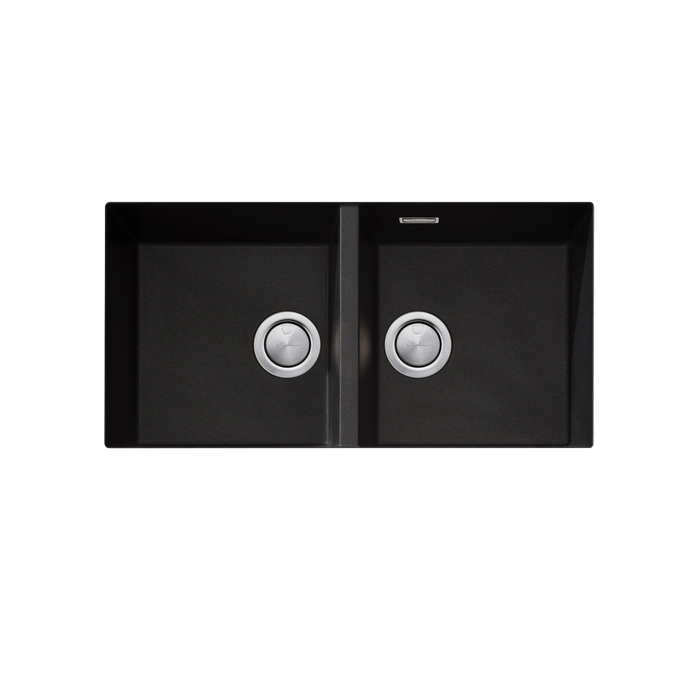 Oliveri Santorini Double Bowl Undermount Sink - Black