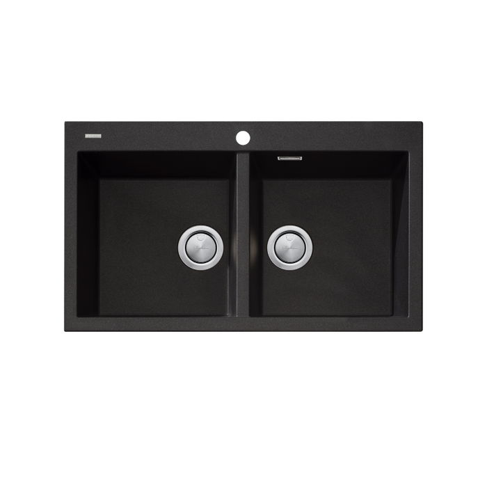 Oliveri Santorini Double Bowl Topmount Sink - Black