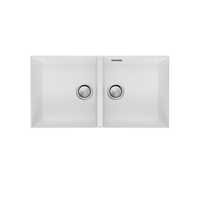 Oliveri Santorini Double Bowl Undermount Sink - White