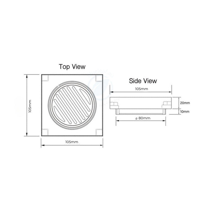 Sienna Square Tile Insert Floor Waste - Matte Black-BIGASF02-80-SS-B-blue-leaf-bathware