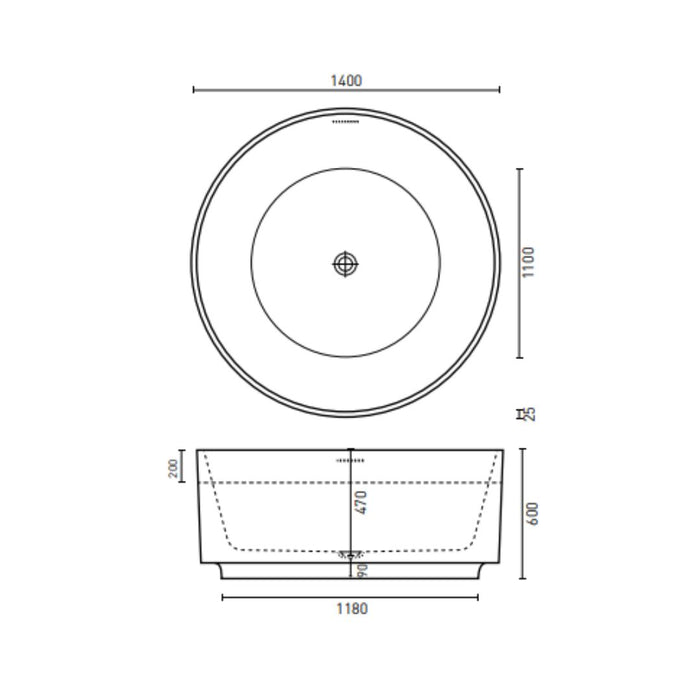 Decina Florencia 1400 Freestanding Bath with Overflow