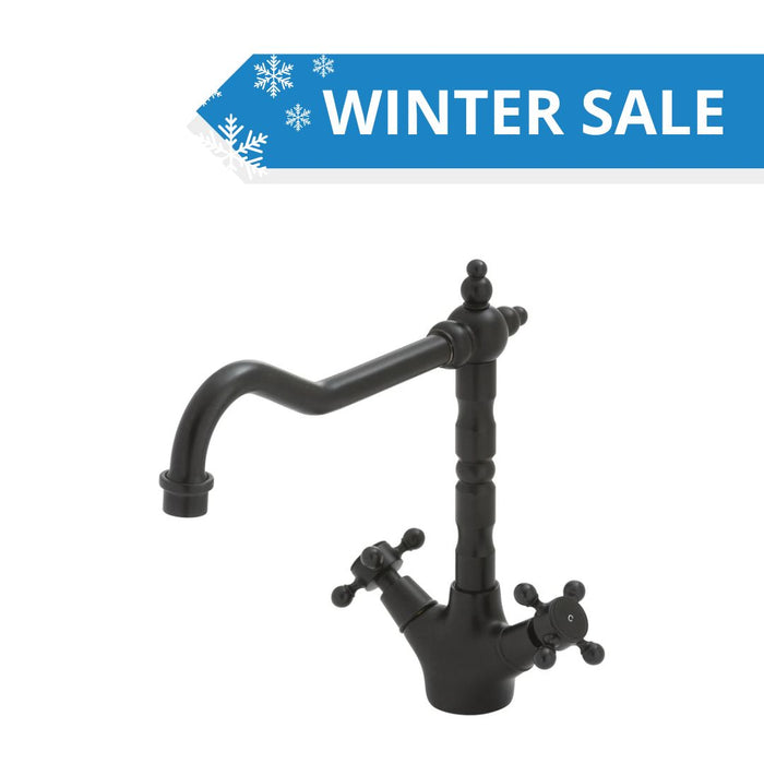 Fienza Lillian Shepherds Crook Sink Mixer - Black Matte