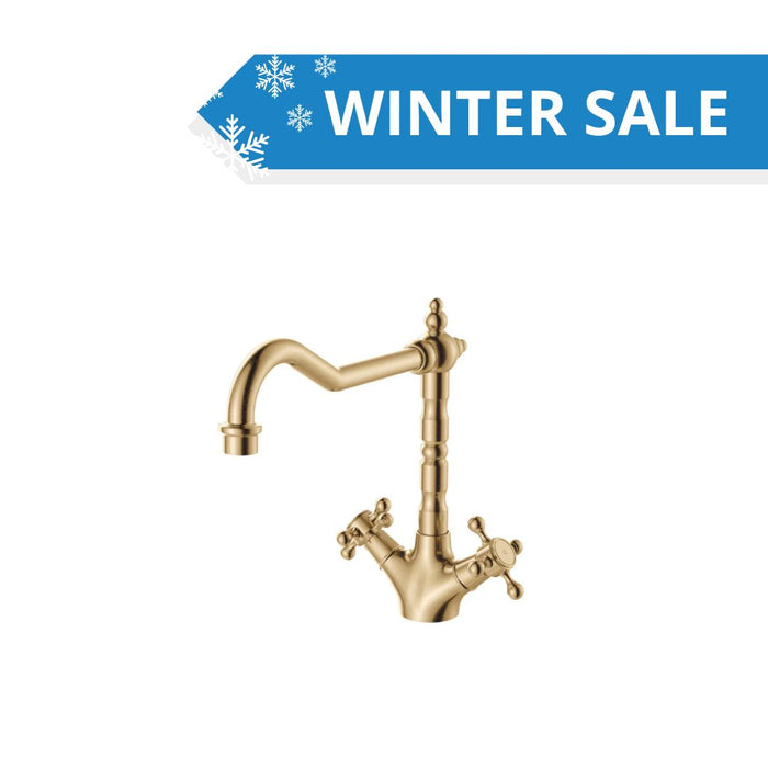 Fienza Lillian Shepherds Crook Sink Mixer - Urban Brass