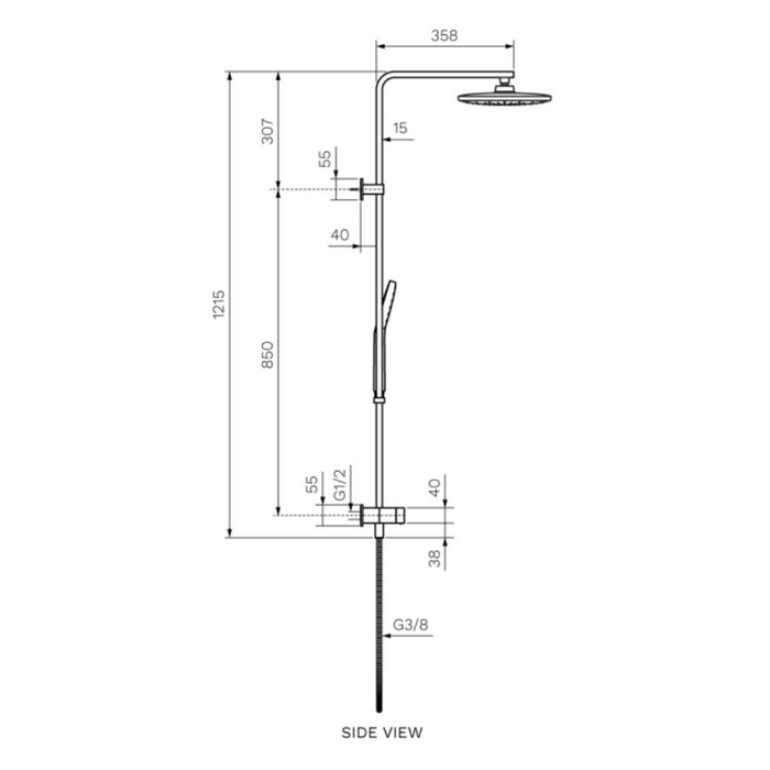 Parisi Quasar II Shower Column with Sliding Rail - Brushed Nickel