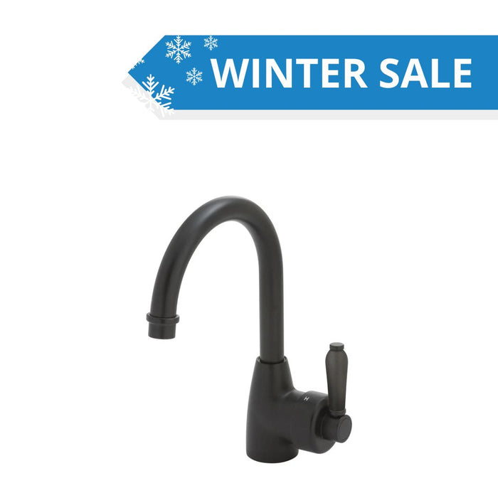 Fienza Eleanor Gooseneck Basin Mixer - Black Matte/ Black Matte