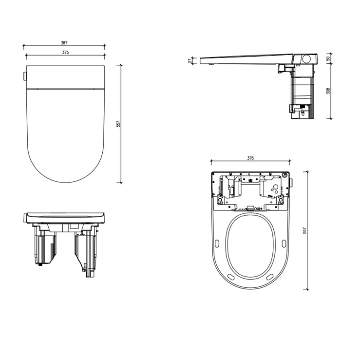 Zumi Zero Rimless Whirlpool Flushing Smart Bidet Toilet Suite