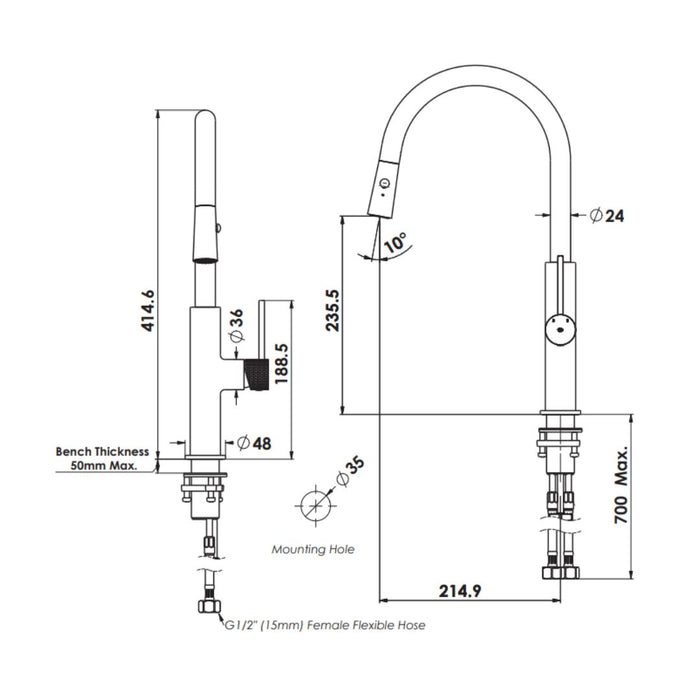 Green MIKA Pull Down Sink Mixer