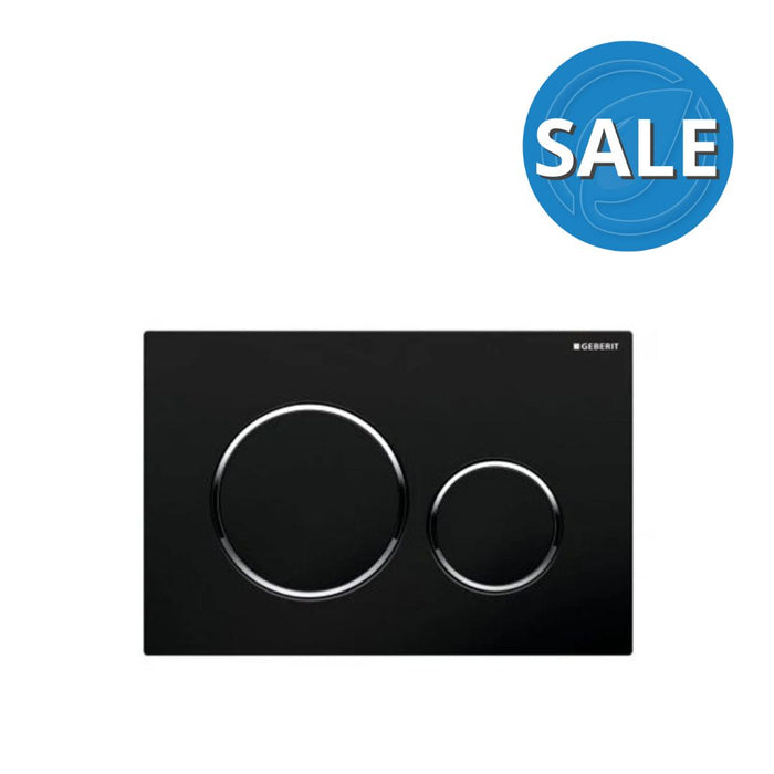 Geberit Sigma20 Black Dual Flush Plate - Chrome Trim