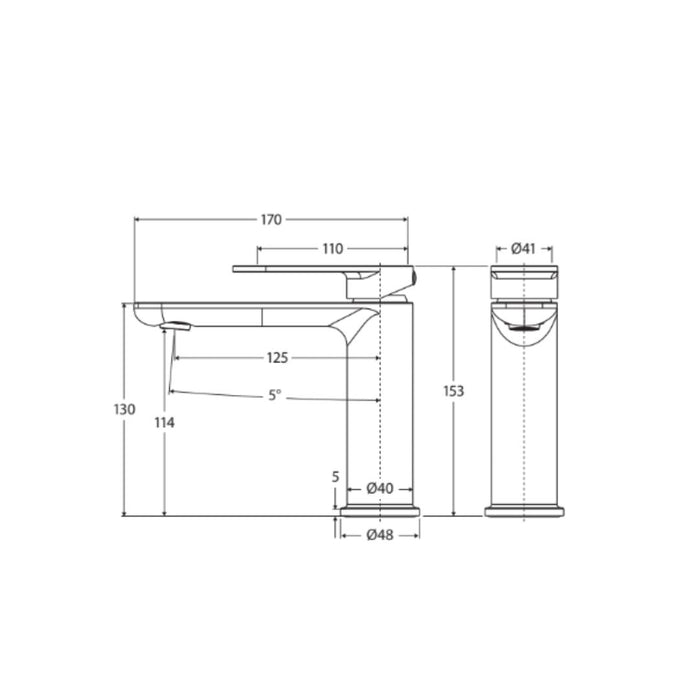 Fienza Empire Slim Cold Start Basin Mixer- Brushed Nickel