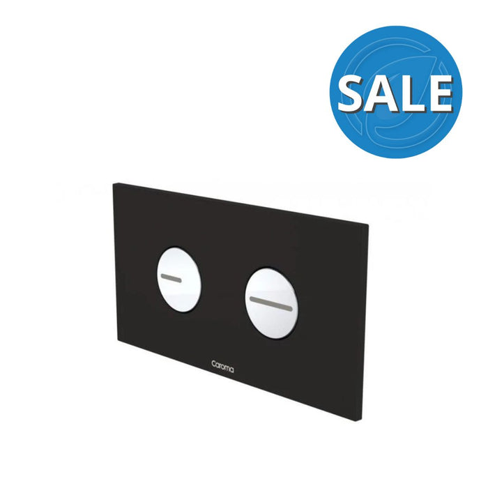 Caroma Invisi Series II Round Dual Flush Plate & Buttons (Metal) - Black & Chrome