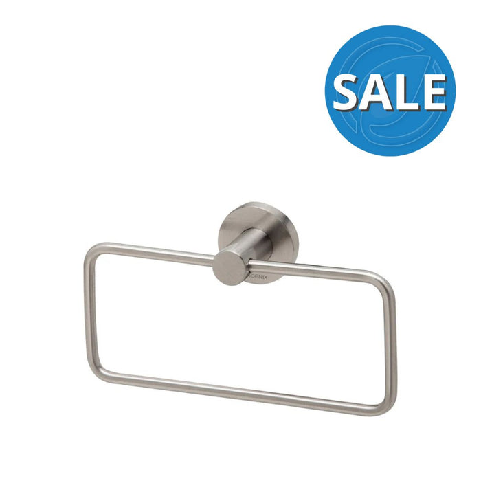 Phoenix Radii Hand Towel Holder Round Plate - Brushed Nickel