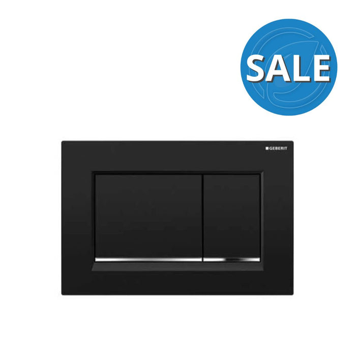 Geberit Sigma 30 Black Dual Flush Plate - Chrome Trim