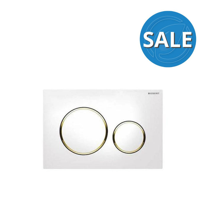 Geberit Sigma 20 White Dual Flush Plate - Gold Rings