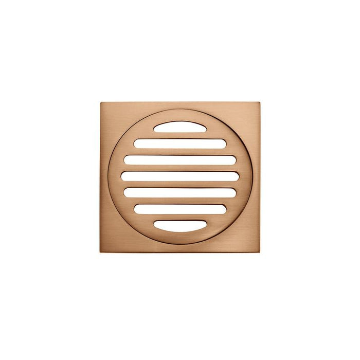 Meir Square Floor Grate Shower Drain 100mm outlet - Lustre Bronze-blue-leaf-bathware