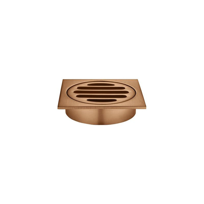 Meir Square Floor Grate Shower Drain 80mm outlet - Lustre Bronze-blue-leaf-bathware