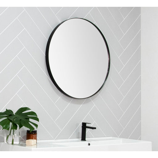 ADP Alora Black Frame Round Mirror-SMALO7070BK-blue-leaf-bathware