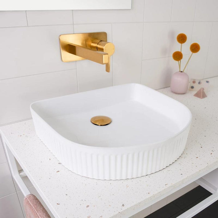 ADP Arch Fluted Gloss White Ceramic Above Counter Basin-TOPCAFL4136GW-blue-leaf-bathware