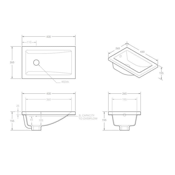 ADP Bo White Gloss Undermount Ceramic Basin-BT015-blue-leaf-bathware