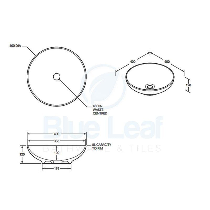 ADP Circuit Gloss White Ceramic Above Counter Basin-TOPCCIR400GW-blue-leaf-bathware