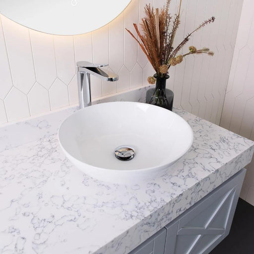 ADP Circuit Gloss White Ceramic Above Counter Basin-TOPCCIR400GW-blue-leaf-bathware