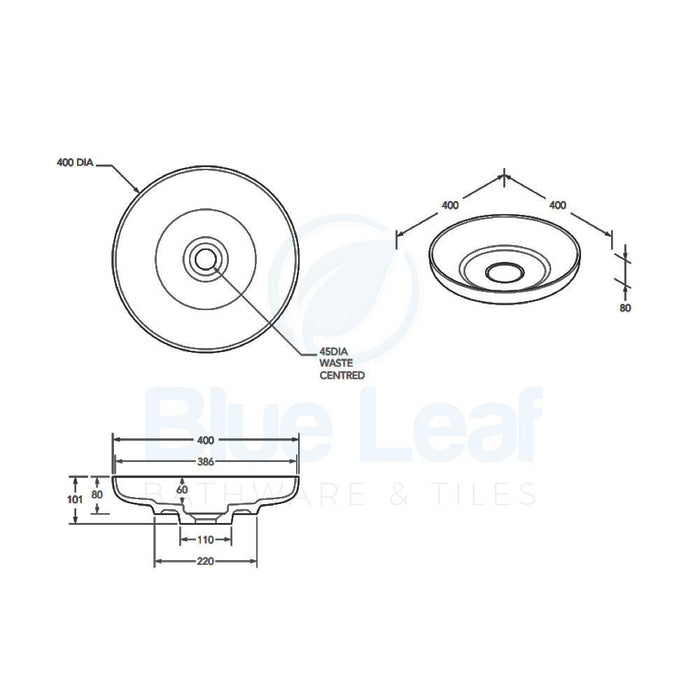 ADP Flume Matte White Above Counter Basin-TOPPFLU400WM-blue-leaf-bathware