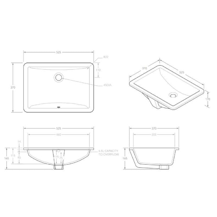 ADP Gravity White Gloss Undermount Ceramic Basin-TOPCGRA5237-blue-leaf-bathware