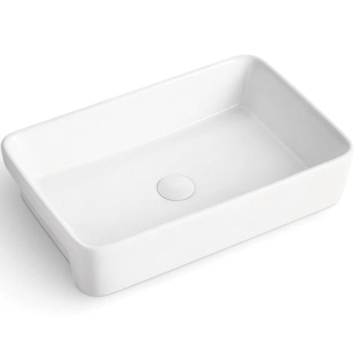 ADP Lino White Gloss Semi-Recessed Ceramic Basin-TOPCLIN5938GW-blue-leaf-bathware
